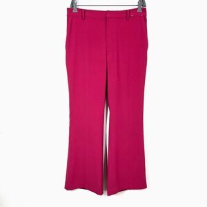 UNIQLO Drape Flared Pants Womens 8 Fuchsia Red‎ Front Back Pockets Zip Classic